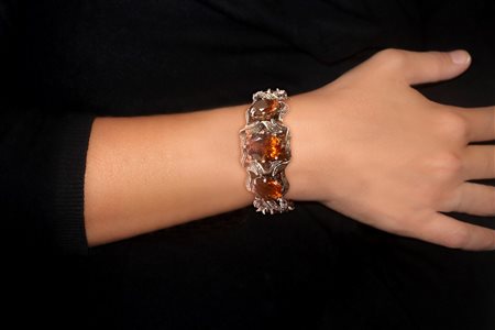 Bracciale in argento e oro con pietre dure