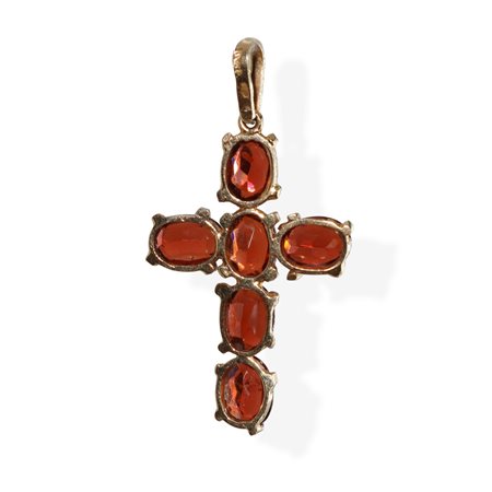 Croce in oro giallo 750 con granati