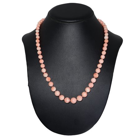 Collana ad un filo in corallo rosa con susta in oro giallo 750