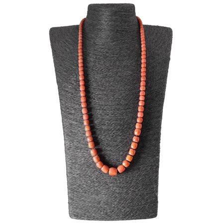 Collana in corallo di Trapani a rondelle sfaccettate a decrescere con susta in oro 750