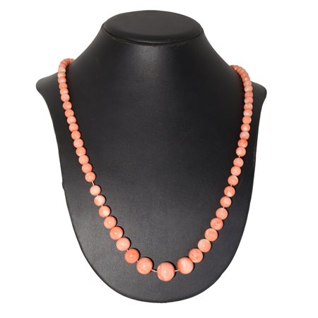 Collana in corallo con susta in oro 750e brillantini