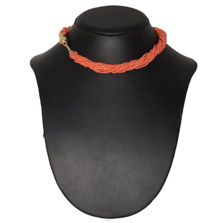 Collana in corallo con susta in oro 750