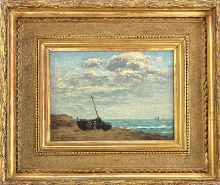 Jean Laronze Genelard 1852 - Neuilly-sur-seine 1937 Pescatori in borgogna