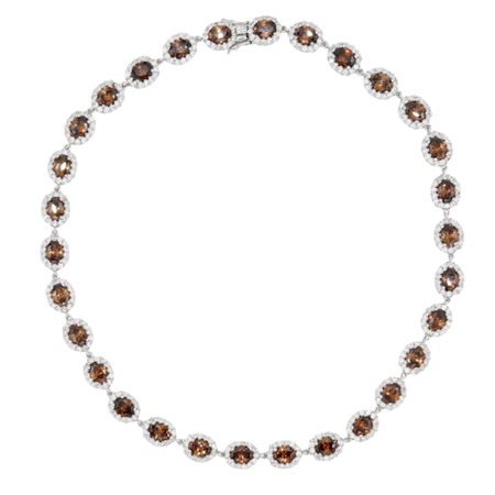 Girocollo in argento, cubic zirconia e quarzi fumè Lunghezza cm 47 Peso 66...