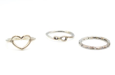 Tris di anelli Pandora in argento 925 Misura 14 gr 4,98