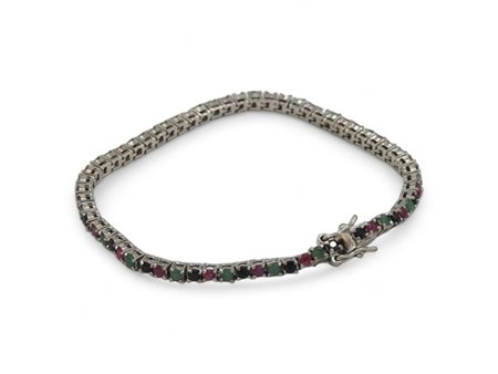 Bracciale in argento 925 modello tennis, con pietre naturali di forma rotonda...