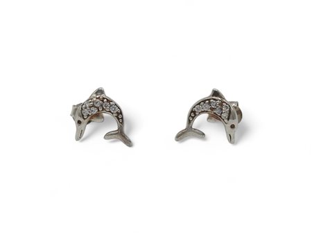 Orecchini delfino in argento 925 e marcassite gr 1,76