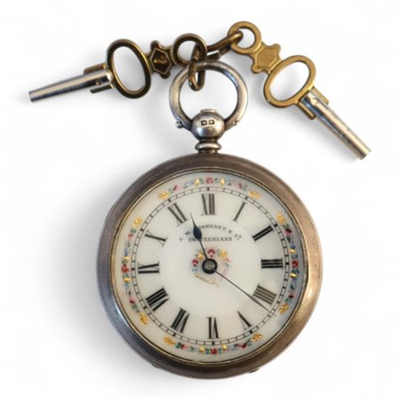 Orologio da tasca in argento Swiss made, J:M Skarratt & Co.