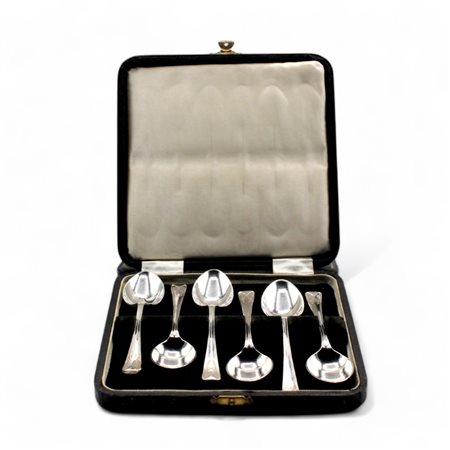 Astuccio con sei cucchiaini da te in metallo argentato Inghilterra, XX secolo