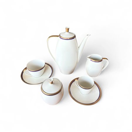 Parte di servito in porcellana bianco oro e cobalto, Bavaria composto da:...