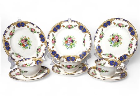 Servito da tè in terraglia forte, Grosvenor bone China England Inghilterra,...