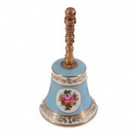 Campanello da tavolo in porcella bianca-azzurra, Limoges decorato a motivi...