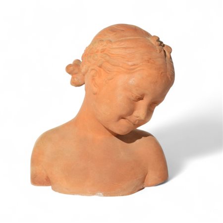 Scultura in terracotta, Bambina sorridente XX secolo H cm 27