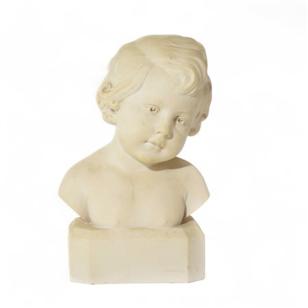Busto di bimbo in polvere di marmo H cm 26