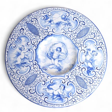 Grande piatto da parata, Soravia Albisola, XX secolo In maiolica policroma in...