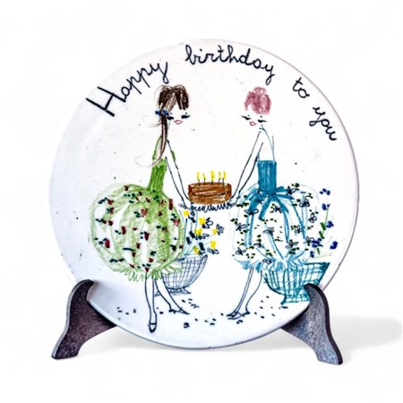 Piatto portatorta in ceramica dipinta, Il Quadrifoglio Anni Sessanta Diametro...