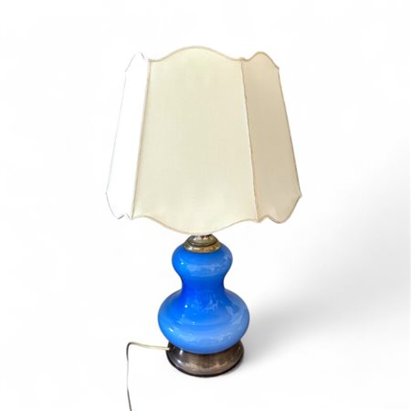 Lampada da tavolo in ceramica blu Altezza cm 40 Funzionamento da verificare