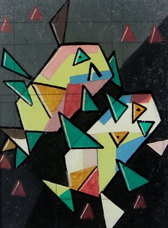 Kodra Ibrahim Pesci, 1974 olio su tela, cm. 24x18 firmato, intitolato e...