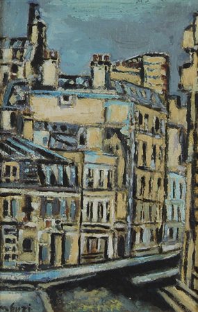 Tamburi Orfeo Rue..., 1989 olio su tavola, cm. 30x21,5 firmato in basso a...