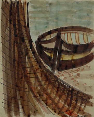 Migneco Giuseppe Senza titolo tecnica mista su carta applicata su tela, cm....