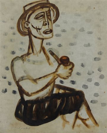 Migneco Giuseppe Senza titolo tecnica mista su carta applicata su tela, cm....