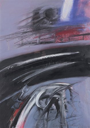 Vaglieri Tino Camminatore nella città, 1990 olio su carta applicata su tela,...