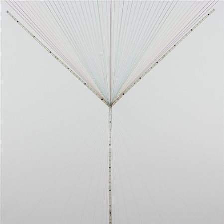 Zanuso Giorgia Rifrazione, 2014 fili e luci Led su tela, cm. 100x100 firmato,...