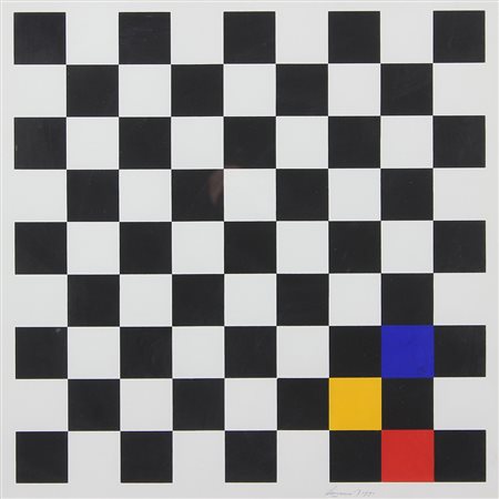 Demarco Hugo Optical, 1991 litografia ritoccata con acrilico, cm. 50x50,...