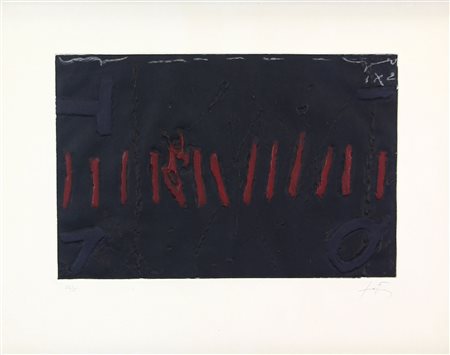 Tapies Antoni Ditate di Sangue acquaforte al carborundum su carta, cm. 56x73...