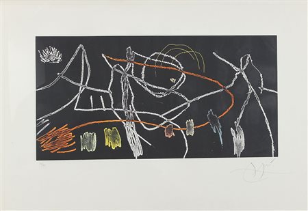 Mirò Joan Senza titolo litografia su carta, cm. 63x91, es. 44/75 firmata in...