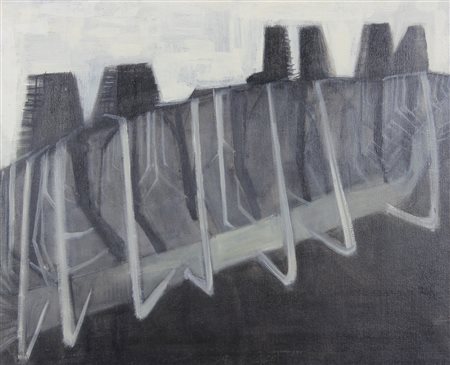 Vaglieri Tino Tubature, 1957 olio su tela, cm. 50x59 firmato e datato in...