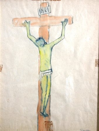TOMEA FIORENZO (ZoppÃ¨ di Cadore 1910 - Milano 1960) "Deposizione" Acquerello...
