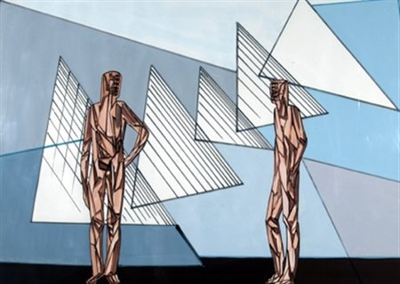 ROSSELLO MARIO (Savona 1927) "Due figure" Tempera su carta cm. H: 48.00 L:...