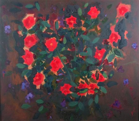 BORSATO RENATO (Venezia 1927) "Rose nel mio giardino" 1964 Olio su tela cm....