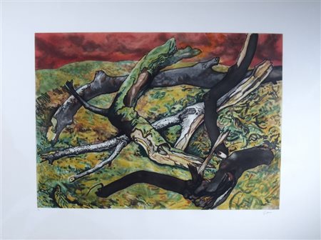 GUTTUSO RENATO (Bagheria 1912 - Roma 1987) "Rami" Litografia colorata su...