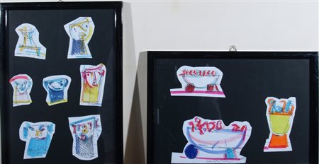 NESPOLO UGO (Mosso Santa Maria 1941) "LOTTO COMPOSTO DA 2 OPERE" Collage su...