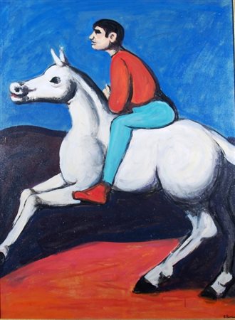 BORRA POMPEO (Milano 1898 - Milano 1973) "Cavaliere" 1965 Olio su tela cm. H:...