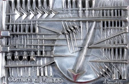 POMODORO ARNALDO (Morciano di Romagna 1926) "Comune di Milano" 1978 Targa in...