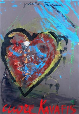 FIORONI GIOSETTA (Roma 1932) "Cuore Kavafit" 2004 Tecnica mista su carta cm....