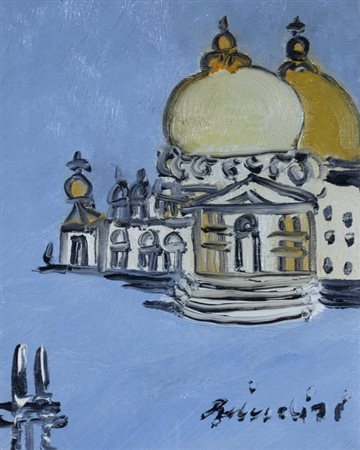 BRINDISI REMO (Roma 1918 - Lido di Spina 1996) "Venezia" anni '80/'90 Olio su...