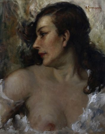 GUSSONI VITTORIO (Milano 1893 - Sanremo 1968) "Figura" Olio su tela cm. H:...