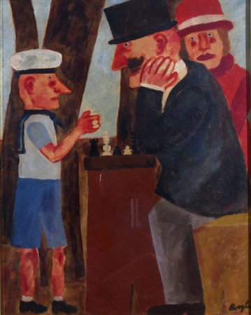 BORGHESE FRANZ (Roma 1941 - Roma 2005) "Figure" Olio su tela cm. H: 50.00 L:...