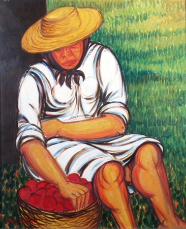 MIGNECO GIUSEPPE (Messina 1908 - Milano 1997) "Senza titolo" Olio su tela cm....