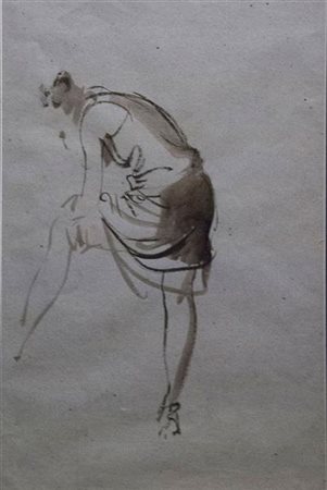 Annigoni Pietro Figura china su carta pesante, cm. 61x37,5 firmata e siglata...