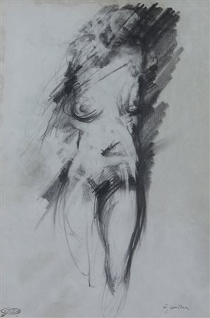 Ajmone Giuseppe Nudo carboncino su carta, cm. 32x20 firmato in basso a...