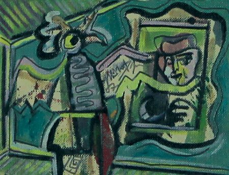 Delego Martino Senza titolo tecnica mista su tela applicata su tavoletta, cm....