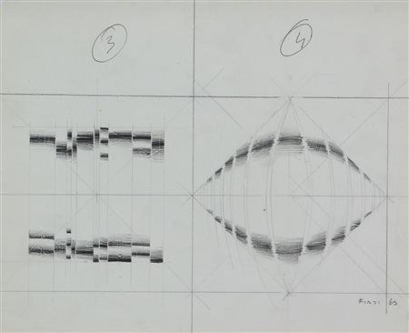 Finzi Ennio Senza titolo, 1969 matita su carta, cm. 23x28,5 firmata e datata...