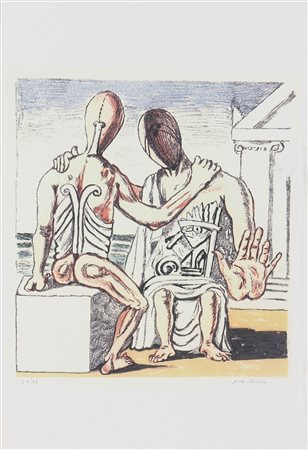 DE CHIRICO GIORGIO (1888 - 1978) Manichini. Litografia. Cm 50,00 x 70,00....