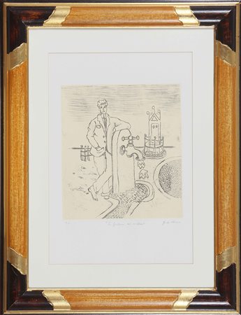 DE CHIRICO GIORGIO (1888 - 1978) La fontana del mistero. 1971. Vernice molle....