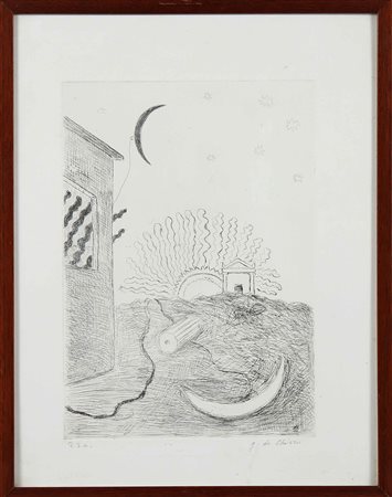 DE CHIRICO GIORGIO (1888 - 1978) Sole e Luna. 1970. Acquaforte. Cm 36,50 x...